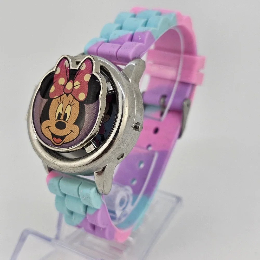 Disney Minnie Mouse Unicorn Spinner Digital LCD Kids Watch 36MM New‎ Battery